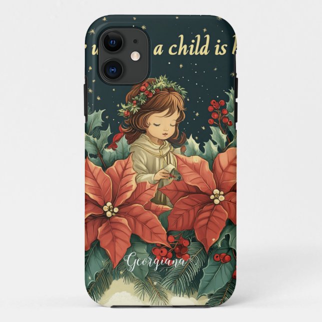 Personalised Biblical Nativity Child & Verse Case-Mate iPhone Case (Back)