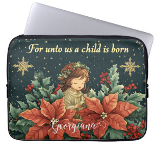 Personalised Biblical Nativity Child & Verse Laptop Sleeve