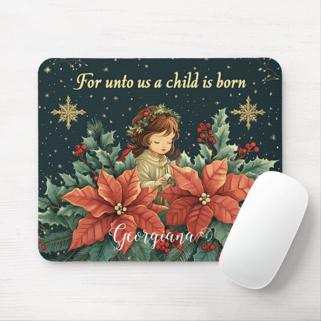 Personalised Biblical Nativity Child & Verse Mouse Pad (With Mouse)