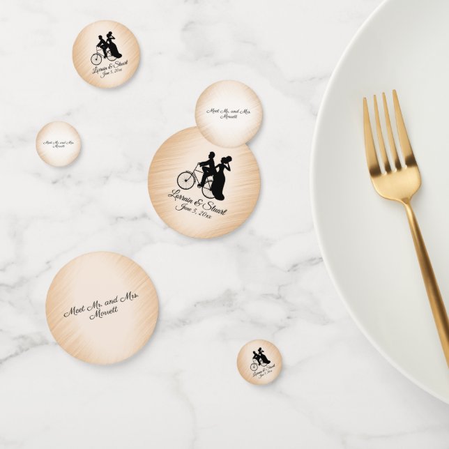 Personalised Bicycle Peach Wedding Confetti (Group)