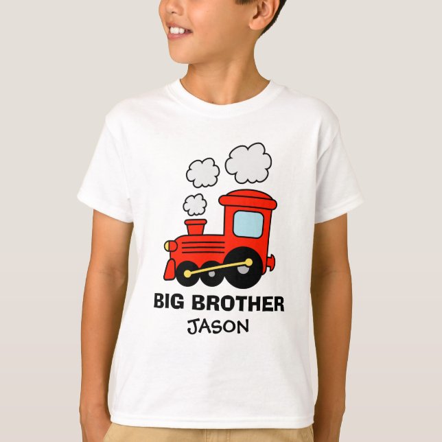 Personalised big brother shirt | Red toy train (Front)