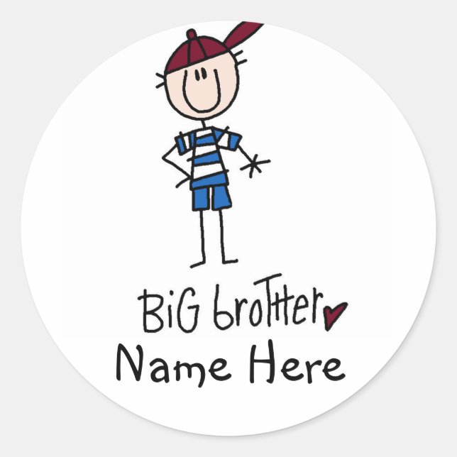 Personalised Big Brother Tshirts and Gifts Classic Round Sticker (Front)