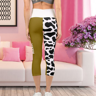 Personalised Big Cat Pattern Spot Print Animal Fun Capri Leggings
