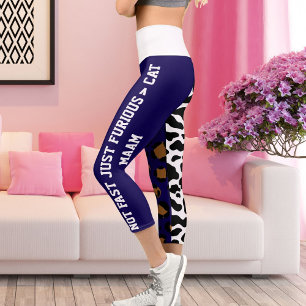 Personalised Big Cat Pattern Spot Print Animal Fun Capri Leggings