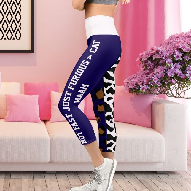 Personalised Big Cat Pattern Spot Print Animal Fun Capri Leggings (Creator Uploaded)