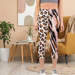 Personalised Big Cat Photo Pattern Wild Animal Capri Leggings