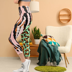 Personalised Big Cat Photo Pattern Wild Animal Capri Leggings