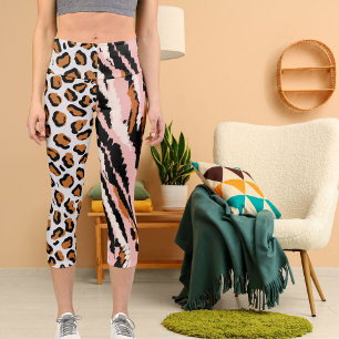 Personalised Big Cat Photo Pattern Wild Animal Capri Leggings