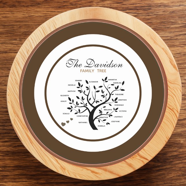 Personalised Big Family Tree (20 names) Round Paper Coaster (Creator Uploaded)