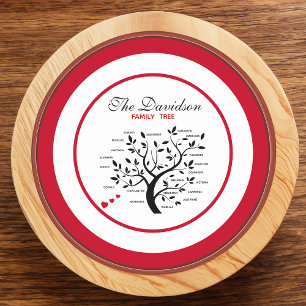 Personalised Big Family Tree (20 names) Round Paper Coaster