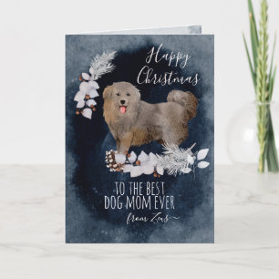 Personalised Big Fluffy Dog Bakharwal Christmas Holiday Card