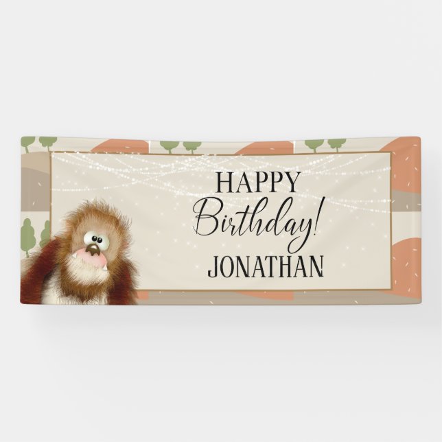 Personalised Big Foot Themed Birthday Party Banner (Horizontal)