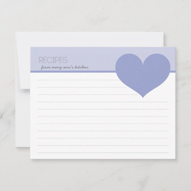 Personalised Big Heart Modern Recipes Cards (Front)