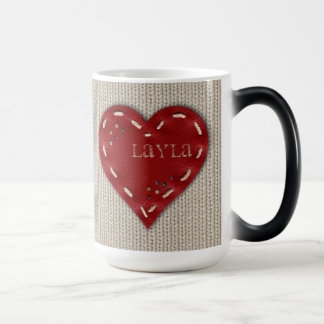 Personalised Big Morphing Mug with Leather Heart