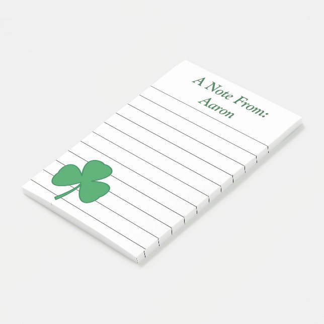Personalised Big Shamrock Post It Notes (Angled)