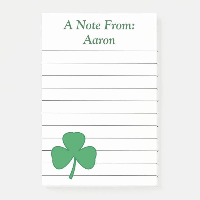 Personalised Big Shamrock Post It Notes (Front)