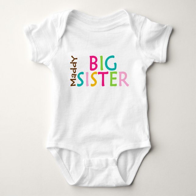 Personalised Big Sister Baby One Sie Body Suit Bodysuit (Front)