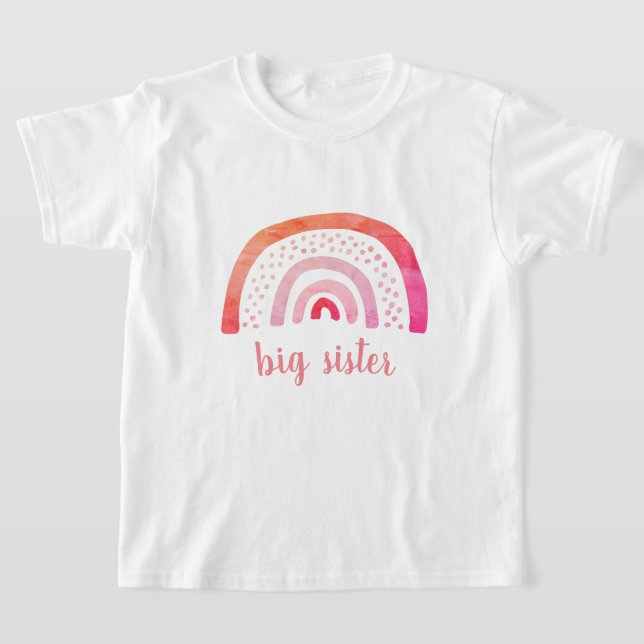 Personalised Big Sister Boho Rainbow T-Shirt (Laydown)