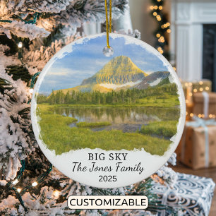 Personalised Big Sky Ornament, Montana Ceramic Tree Decoration