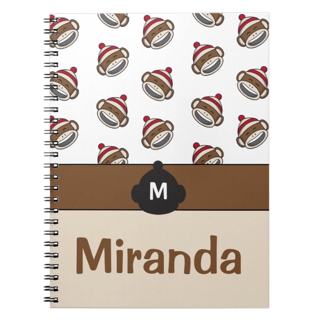 Personalised Big Smile Sock Monkey Emoji Spiral Notebook (Front)