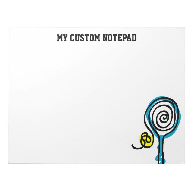 Personalised big tennis racquet and ball notepad (Front)