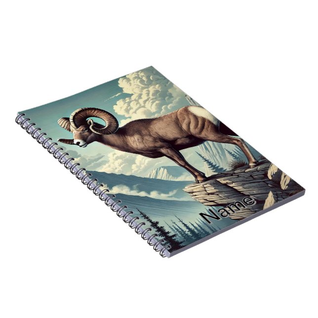 Personalised Bighorn Sheep on a Rocky Outcrop Notebook (Right Side)