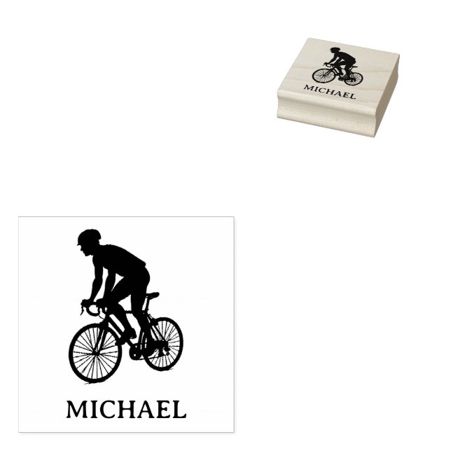  Personalised  Bike Rider  Rubber Stamp (Stamped)