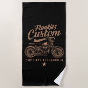 Personalised Biker Custom Bobber Motorcycle Garage Beach Towel