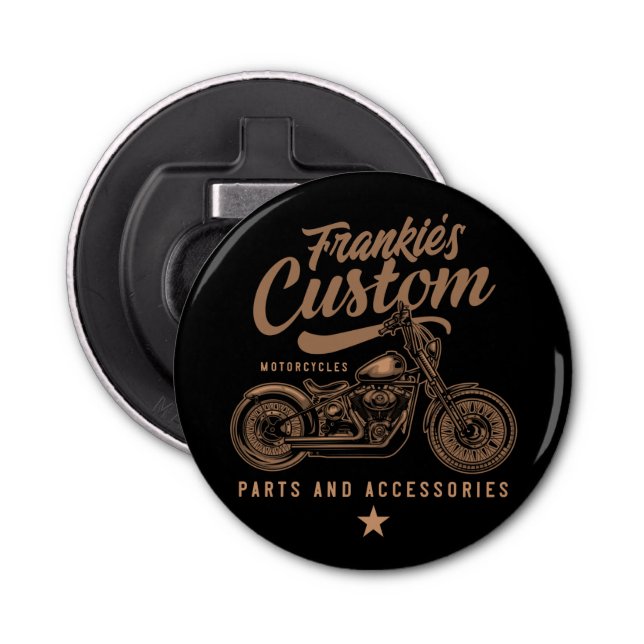 Personalised Biker Custom Bobber Motorcycle Garage Bottle Opener (Front)