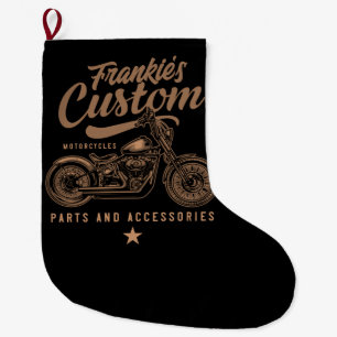 Personalised Biker Custom Bobber Motorcycle Garage Large Christmas Stocking