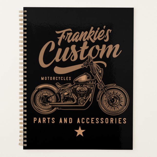 Personalised Biker Custom Bobber Motorcycle Garage Planner (Front)