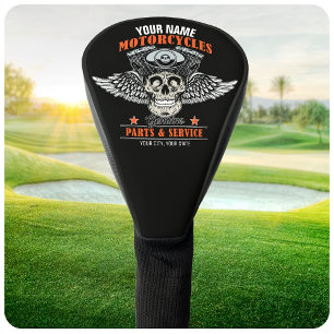 Personalised Biker Flying Skull Motorcycle Shop  Golf Head Cover