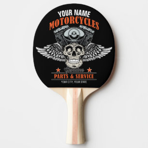 Personalised Biker Flying Skull Motorcycle Shop Ping Pong Paddle