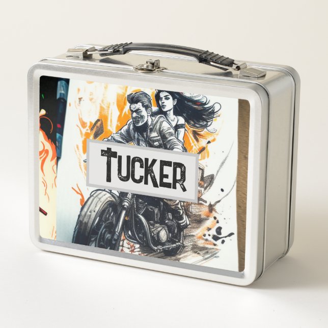 Personalised Biker Madness  Metal Lunch Box (Front)
