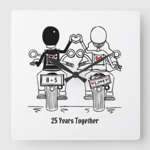 Personalised Biker Motorcycle Anniversary Gift Square Wall Clock