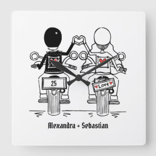 Personalised Biker Motorcycle Anniversary Gift Square Wall Clock
