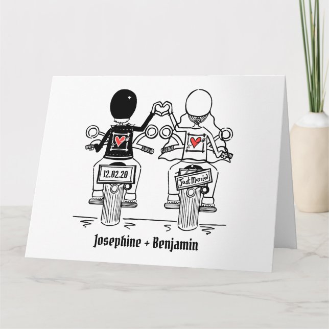 Personalised Biker Motorcycle Wedding Greetings Card (Front)