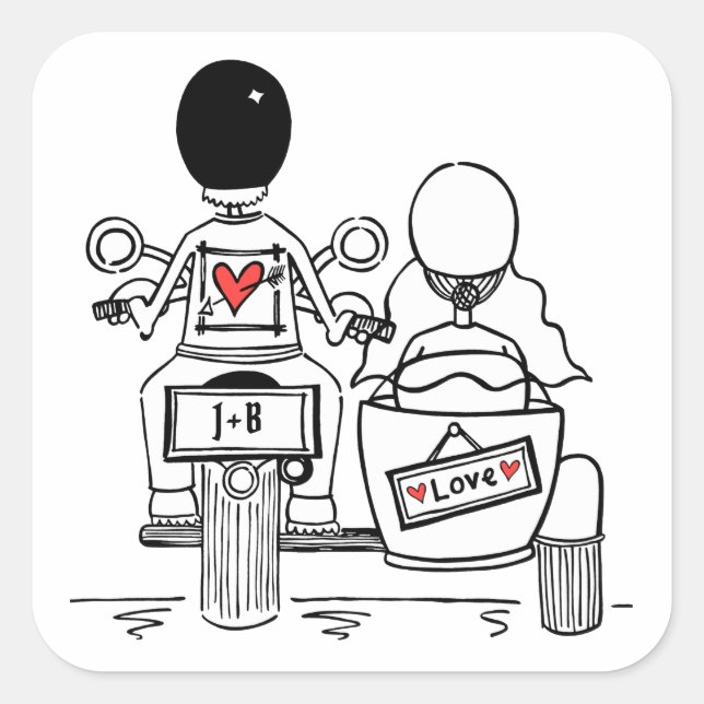 Personalised Biker Motorcycle Wedding Stickers (Front)
