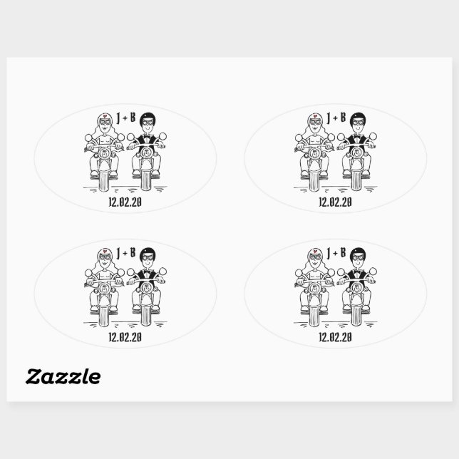 Personalised Biker Motorcycle Wedding Stickers (Sheet)