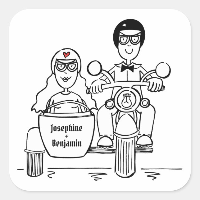 Personalised Biker Motorcycle Wedding Stickers (Front)