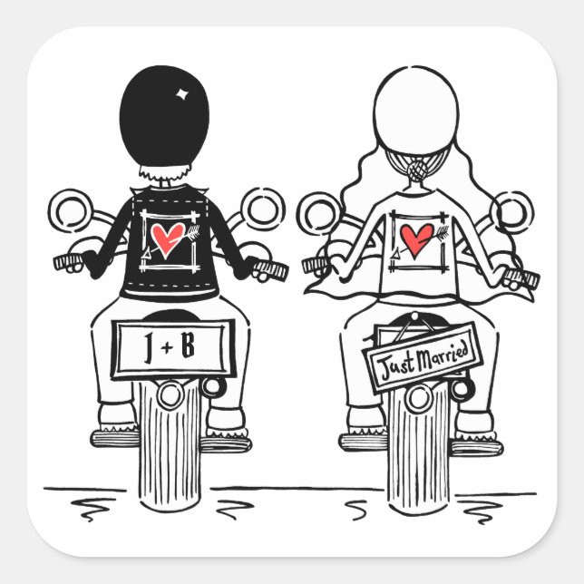 Personalised Biker Motorcycle Wedding Stickers (Front)