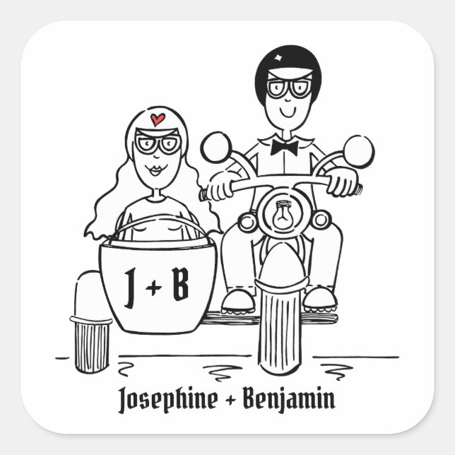 Personalised Biker Motorcycle Wedding Stickers (Front)