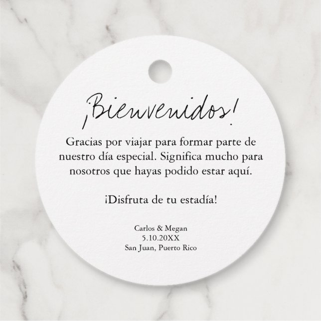 Personalised Bilingual Welcome Bag Tags (Back)