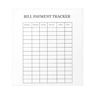 Personalised Bill Payment Tracker Notepad