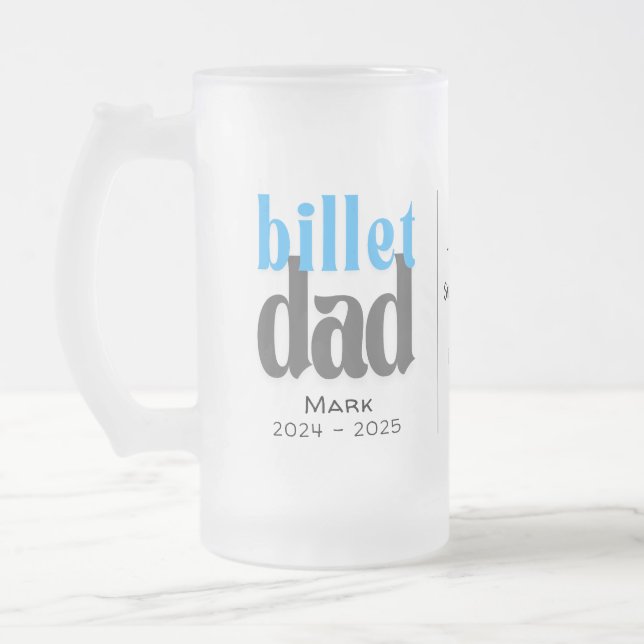 Personalised Billet Dad With Sentimental Quote Frosted Glass Beer Mug (Left)