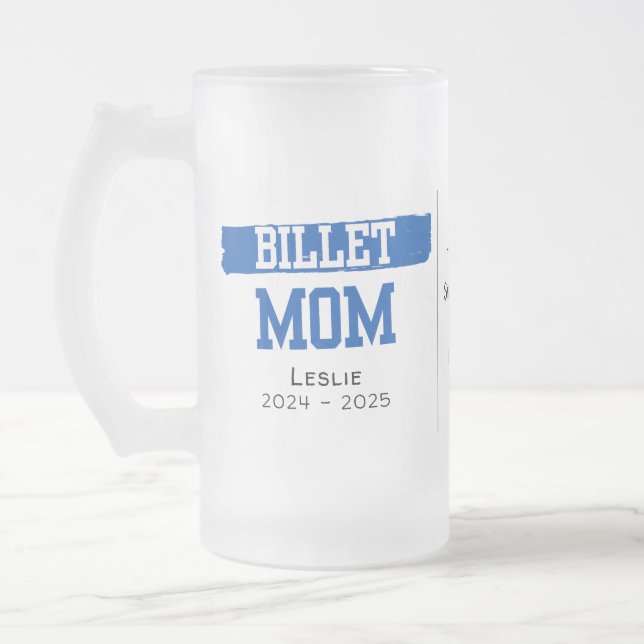 Personalised Billet Mum With Sentimental Quote Frosted Glass Beer Mug (Left)