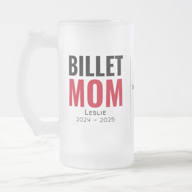 Personalised Billet Mum With Sentimental Quote Frosted Glass Beer Mug (Left)