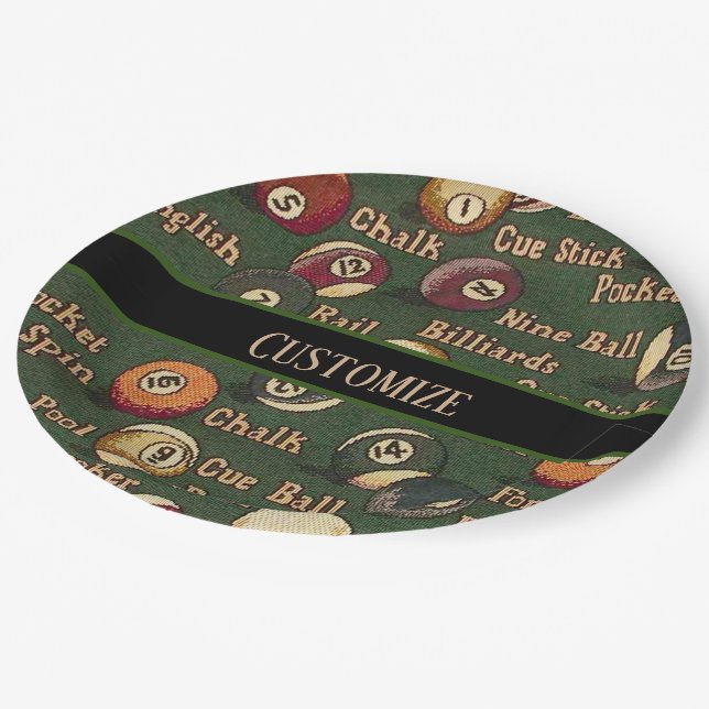 Personalised Billiard Balls Paper Plate (Angled)