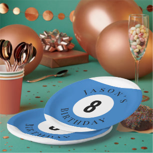 Personalised Billiard Pool Ball Birthday  Paper Plate