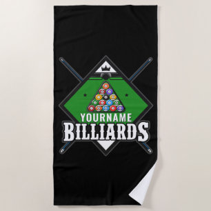 Personalised Billiards NAME Cue Rack Pool Room  Beach Towel